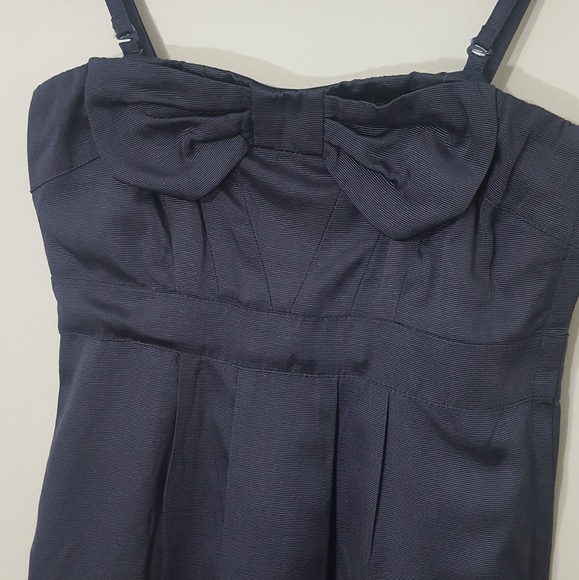 RW & CO Cocktail Evening Dress Front Bow Dark Grey NWOT Adjustable Straps Size 0 - Picture 2 of 4